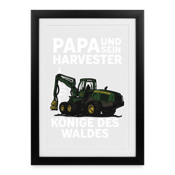 Papa et sa moissonneuse, rois de la forêt - Affiche encadrée (27 × 37 cm) - noir - Devant