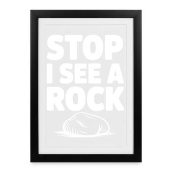 Arrêt Je vois un rocher - Affiche encadrée (27 × 37 cm) - noir - Devant