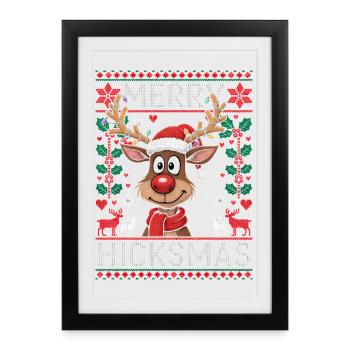 Rentier Rudolph Rote Nase - Weihnachtsgeschenk - Gerahmtes Poster (27 × 37 cm) - Schwarz - Vorne