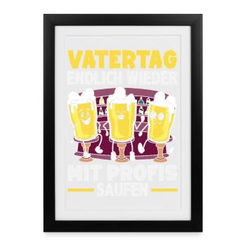 Drôle de cadeau de fête des pères papa bière - Affiche encadrée (27 × 37 cm) - noir - Devant