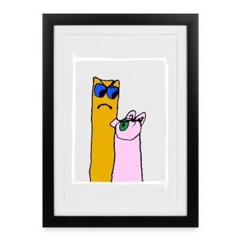 pig vs french fries - Gerahmtes Poster (27 × 37 cm) - Schwarz - Vorne