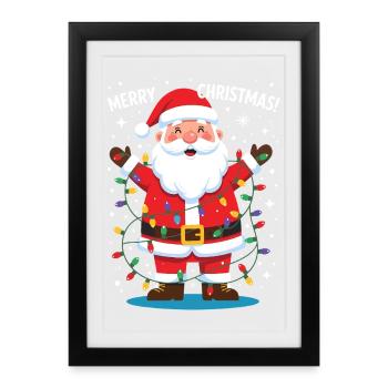 Père Noël Joyeux Noël Père Noël drôle - Affiche encadrée (27 × 37 cm) - noir - Devant