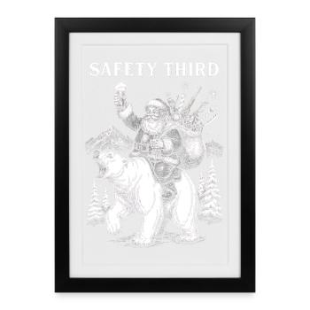 Safety Third Funny Sarcastic Christmas Safe - Framed poster (27 × 37 cm) - black - Front
