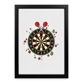 Darts Winter Design Snowman & Christmas Ornament - Framed poster (27 × 37 cm) - black - Front