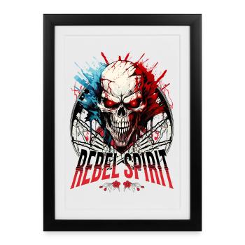 crâne squelette moto motard gang - Affiche encadrée (27 × 37 cm) - noir - Devant