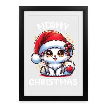 Meowy Christmas Kitty - Framed poster (27 × 37 cm) - black - Front