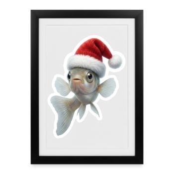 Salutations de Noël Poisson Guppy Bouillonnant - Affiche encadrée (27 × 37 cm) - noir - Devant