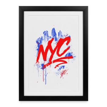 NYC Graffiti Skyline Splash - Framed poster (27 × 37 cm) - black - Front