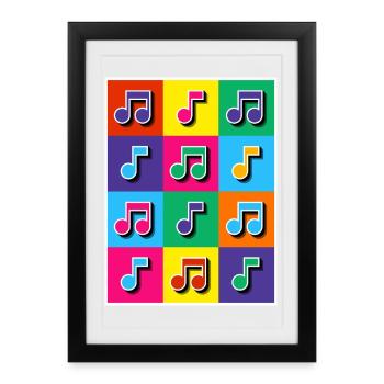Pop Art Music Notes Mosaic - Framed poster (27 × 37 cm) - black - Front