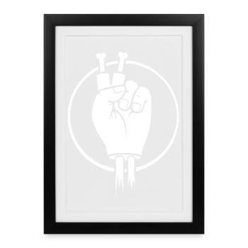 Victory Sign Hand with Bone Fingers - Framed poster (27 × 37 cm) - black - Front