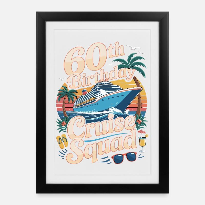 60. Geburtstagscrew - Gerahmtes Poster (27 × 37 cm) - Schwarz
