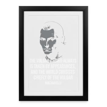Silhouette de la citation de Machiavel - Affiche encadrée (27 × 37 cm) - noir - Devant