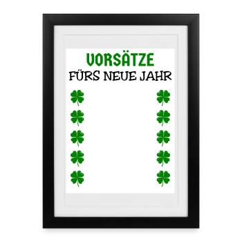 New Year's Resolutions New Year's Eve New Year Shamrocks - Framed poster (27 × 37 cm) - black - Front