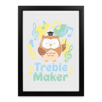 Créateur de Treble Musicien Professeur de musique Jeu de mots - Affiche encadrée (27 × 37 cm) - noir - Devant