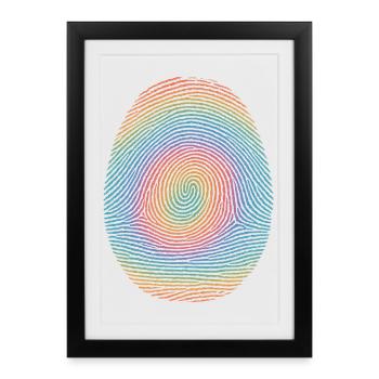 Rainbow Fingerprint Spiral - Framed poster (27 × 37 cm) - black - Front