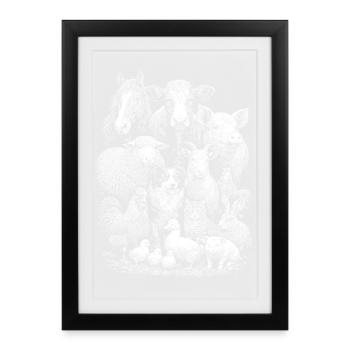 Farm animals - Framed poster (27 × 37 cm) - black - Front
