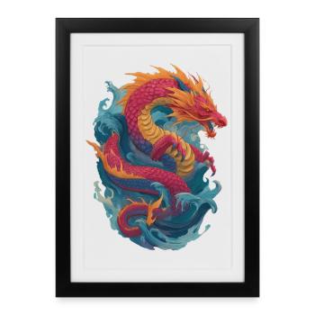 Dragon - Affiche encadrée (27 × 37 cm) - noir - Devant