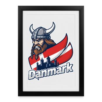 Denmark Viking Emblem - Framed poster (27 × 37 cm) - black - Front