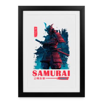 Neon-Samurai Spirit - Affiche encadrée (27 × 37 cm) - noir - Devant