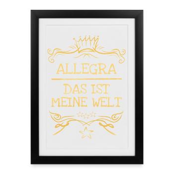Allegra as a girl's name - Framed poster (27 × 37 cm) - black - Front