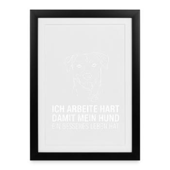 Je travaille dur pour mon chien - Affiche encadrée (27 × 37 cm) - noir - Devant