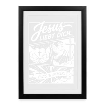 Collage Jésus t’aime - Affiche encadrée (27 × 37 cm) - noir - Devant