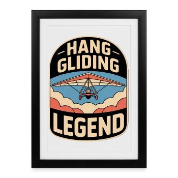 Deltaplane, deltaplane, amateurs de sports aériens - Affiche encadrée (27 × 37 cm) - noir - Devant