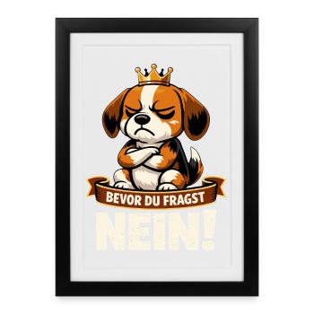 Before you ask No Beagle - Framed poster (27 × 37 cm) - black - Front