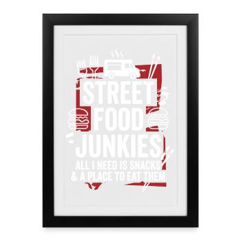 Paradis des snacks pour les accros à la street food - Affiche encadrée (27 × 37 cm) - noir - Devant