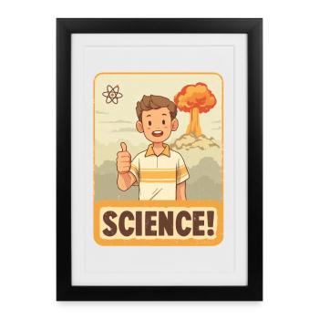 Science Hero : Pouces levés de dessin animé - Affiche encadrée (27 × 37 cm) - noir - Devant