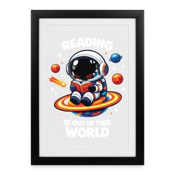 La lecture, c’est hors de ce monde - Affiche encadrée (27 × 37 cm) - noir - Devant