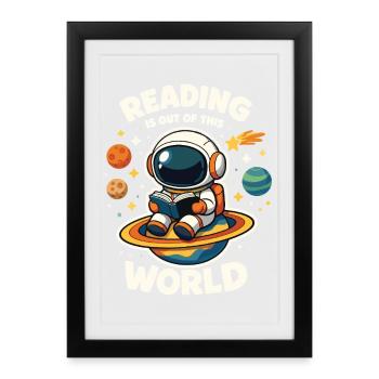 La lecture, c’est hors de ce monde - Affiche encadrée (27 × 37 cm) - noir - Devant