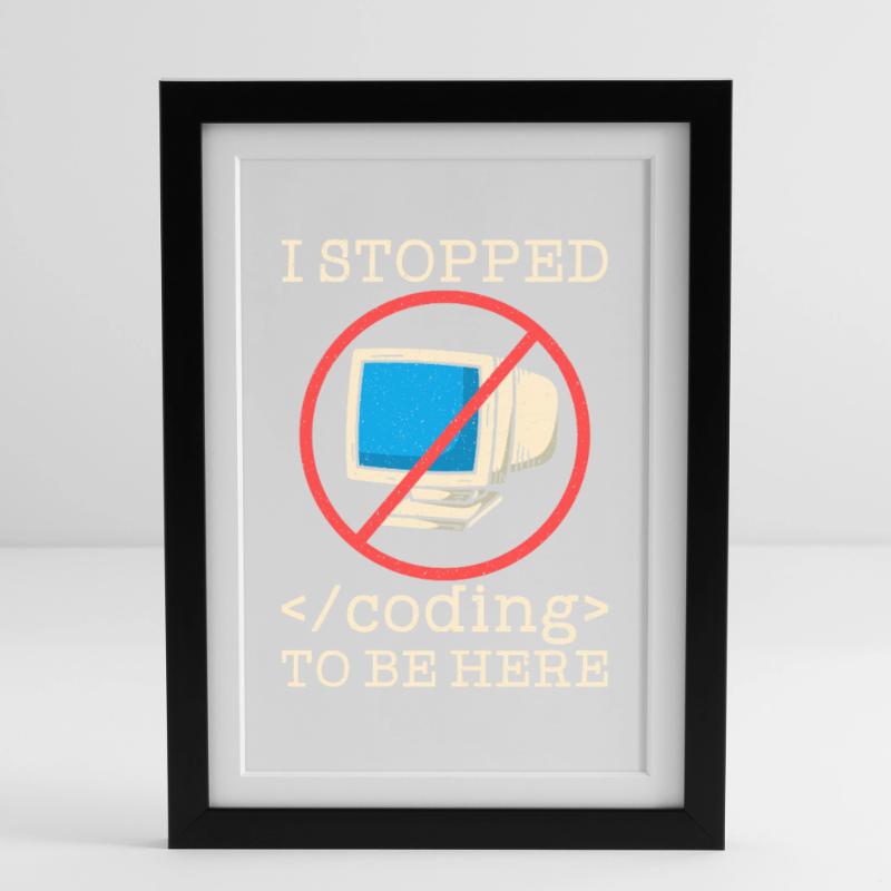 Programmer en train de coder drôle Affiche encadrée (27 × 37 cm)