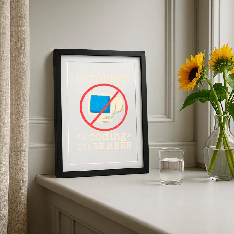 Programmer en train de coder drôle Affiche encadrée (27 × 37 cm)