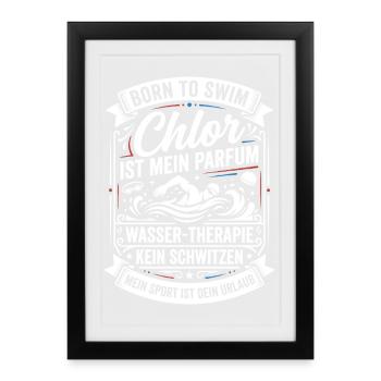 Le chlore est mon parfum : style nage - Affiche encadrée (27 × 37 cm) - noir - Devant