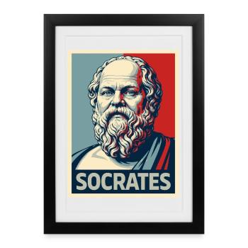 Portrait pop art de Socrate - Affiche encadrée (27 × 37 cm) - noir - Devant