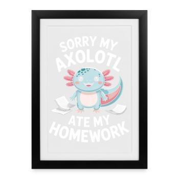 Braquage de devoirs d’Axolotl - Affiche encadrée (27 × 37 cm) - noir - Devant