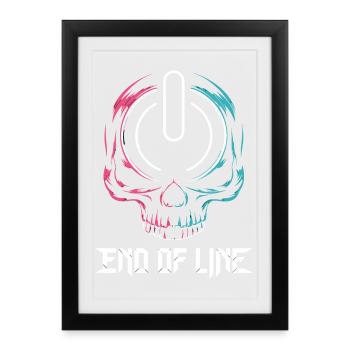 End Of Line Gamer Skull Power Button Gaming - Framed poster (27 × 37 cm) - black - Front