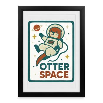 Otter Space Astronaut - Affiche encadrée (27 × 37 cm) - noir - Devant