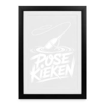 Pêche, Dicton, Pose - Affiche encadrée (27 × 37 cm) - noir - Devant