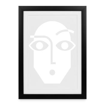Black and White Linear Abstract Face - Framed poster (27 × 37 cm) - black - Front