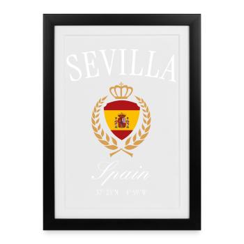 Couronne des armoiries de Séville, Espagne – Souvenir de voyage - Affiche encadrée (27 × 37 cm) - noir - Devant