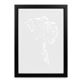 Silhouette de Schnauzer géant Chien Wilsigns - Affiche encadrée (27 × 37 cm) - noir - Devant