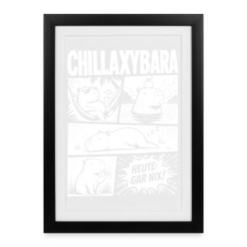 Chillax Capybara Relax Comic Design - Gerahmtes Poster (27 × 37 cm) - Schwarz - Vorne