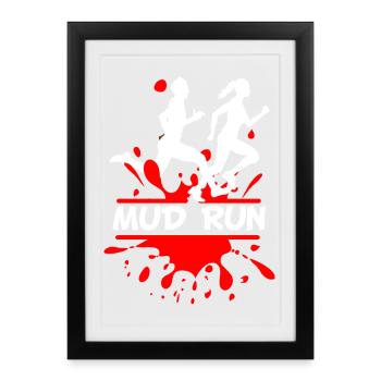 Mud Run Duo – Splash Runner Design - Gerahmtes Poster (27 × 37 cm) - Schwarz - Vorne