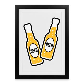 2 Grillage des bouteilles de bière (Beery / POS 3C) - Affiche encadrée (27 × 37 cm) - noir - Devant