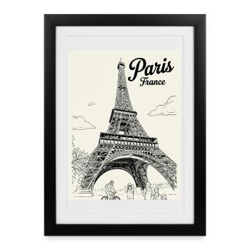 PARIS Tour Eiffel France - Affiche encadrée (27 × 37 cm) - noir - Devant