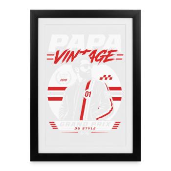 Papa Vintage Grand Prix Style - Affiche encadrée (27 × 37 cm) - noir - Devant