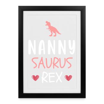 Nannysaurus Rex Nounou Dinosaure mignon - Affiche encadrée (27 × 37 cm) - noir - Devant