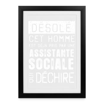 Desole Cet Homme Est Deja Pris Par Une Assistan... - Affiche encadrée (27 × 37 cm) - noir - Devant